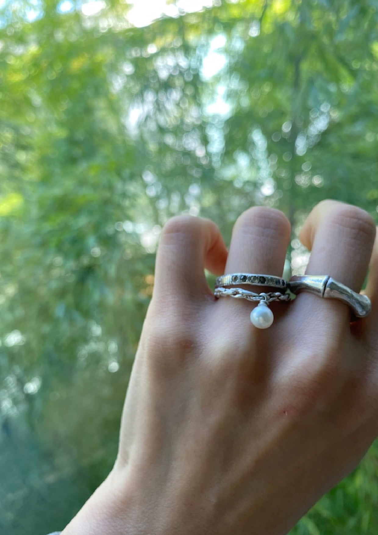 Chain Ring with Pearl