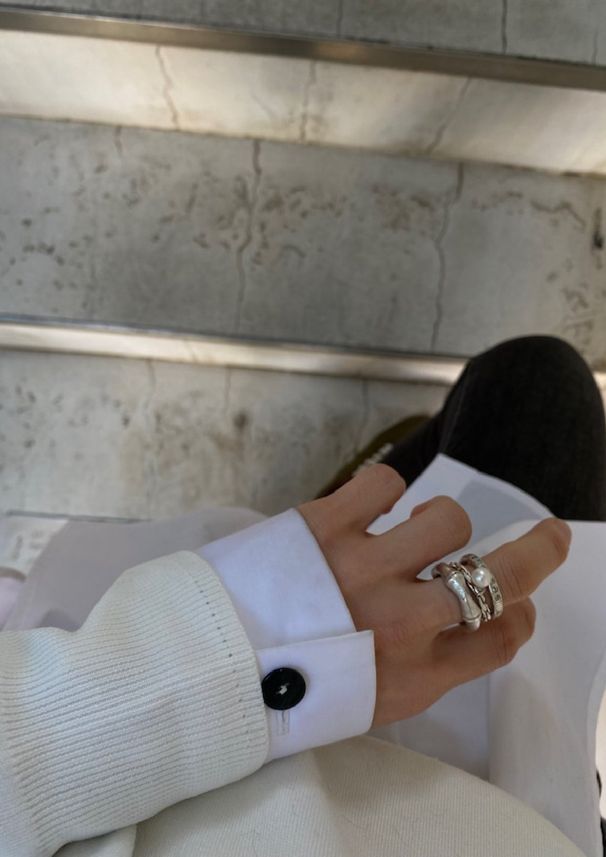 Chain Ring with Pearl